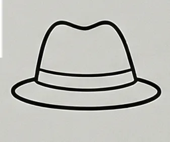 a hat with a black outline on a white background.webp